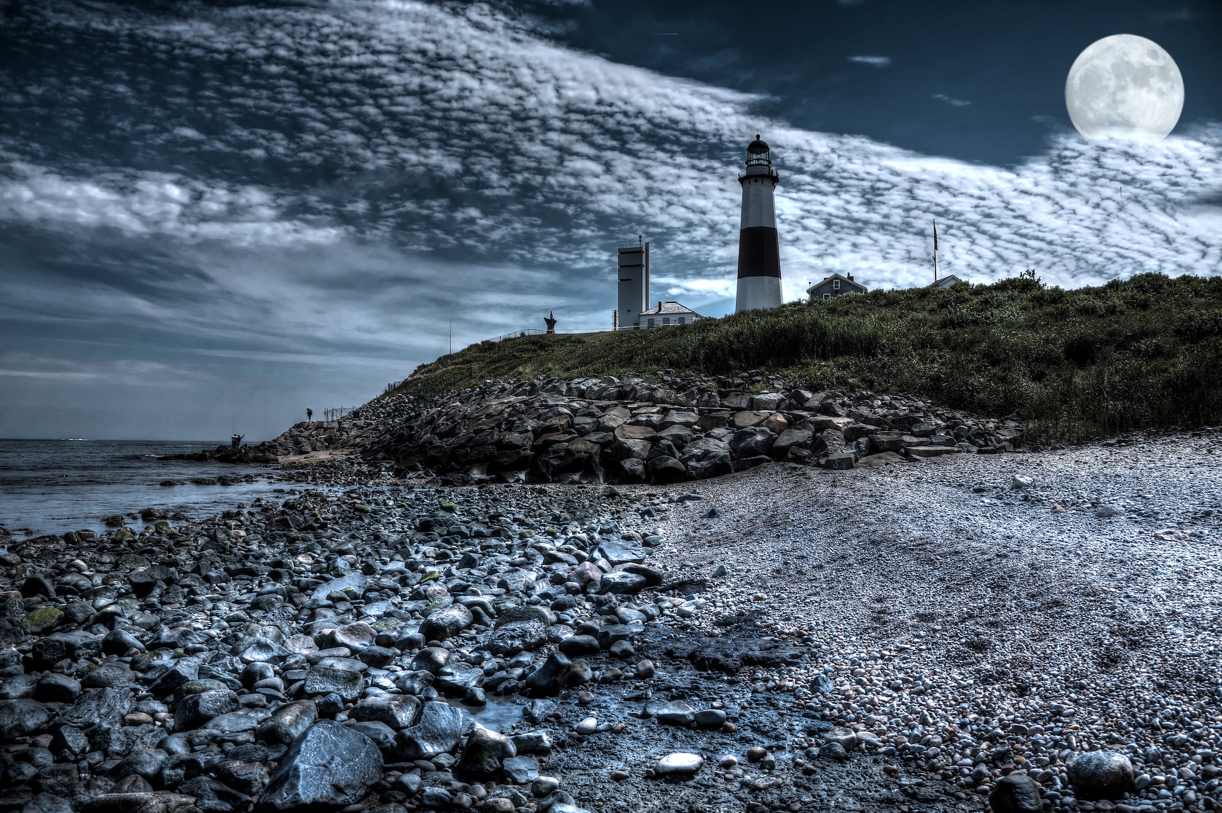 Moon over Montauk Lighthouse